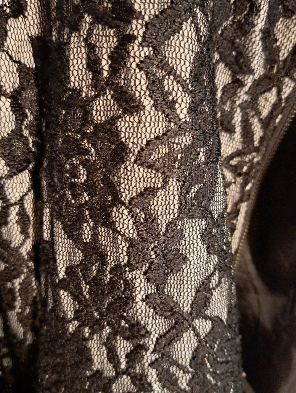 Andrée Black Floral Lace Bomber Jacket | Size M